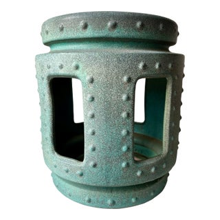 Chinoiserie Faux Bronze Ceramic Garden Seat For Sale