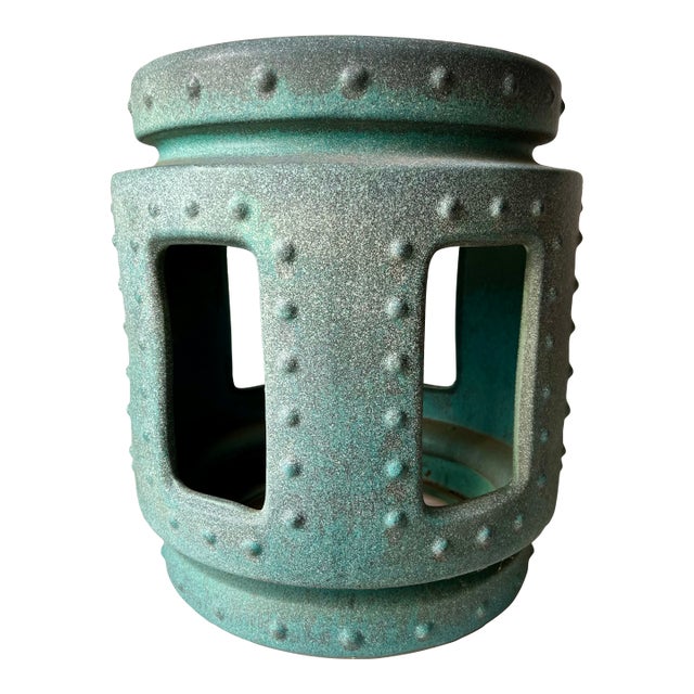 Chinoiserie Faux Bronze Ceramic Garden Seat For Sale