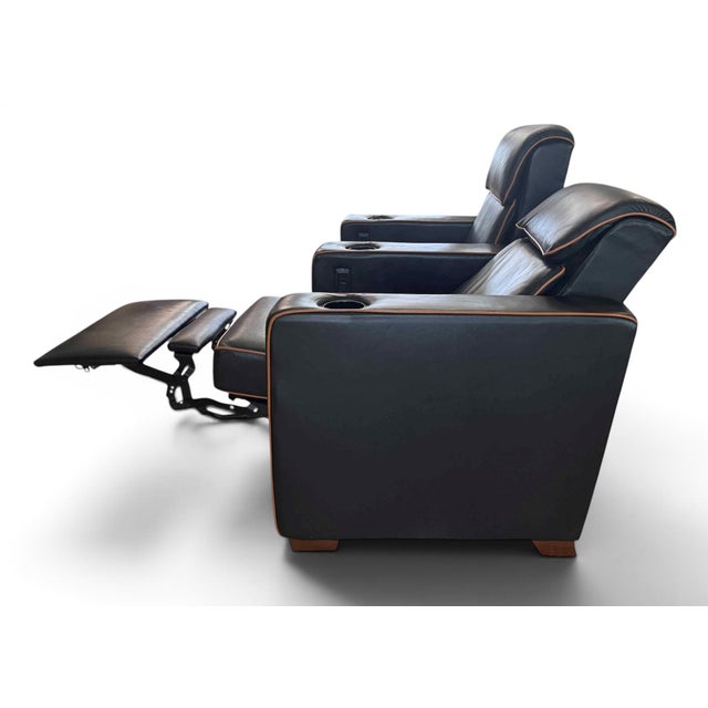 Black Leathercraft 2 or 3 Seat Theater Seating For Sale - Image 8 of 17