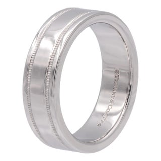 Tiffany & Co Platinum Together Double Milgrain Wedding Band 6 Mm Size 7.5 For Sale