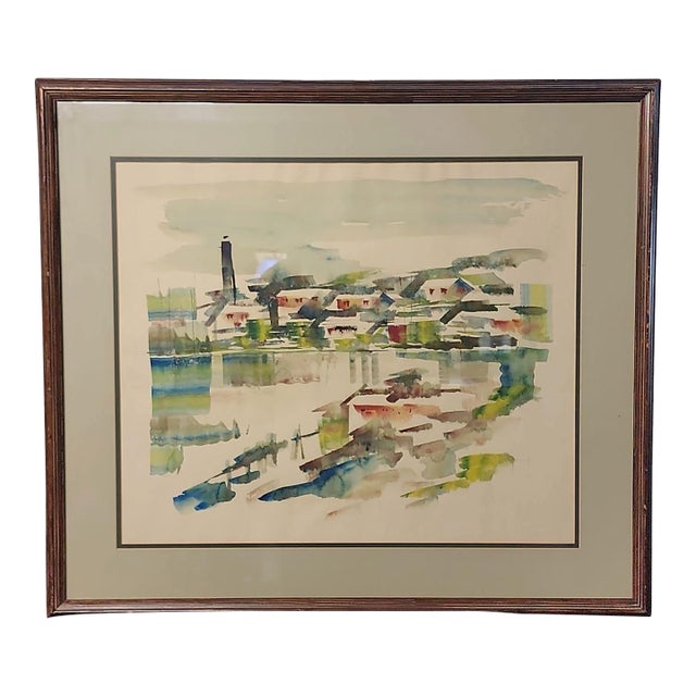 Alfred Birdsey Original Signed Watercolor Bermuda Harbor Scene For Sale