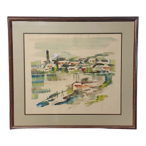 Alfred Birdsey Original Signed Watercolor Bermuda Harbor Scene