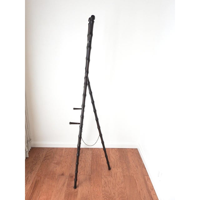 Faux Bamboo Floor Easel Display Stand Foldable Wood Easel Dark Brown Finish For Sale In San Francisco - Image 6 of 14