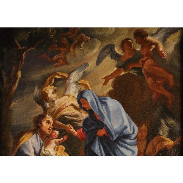 Andrea Lanzani, Holy Family with Angels, 1670, Oil on Canvas For Sale - Image 6 of 12