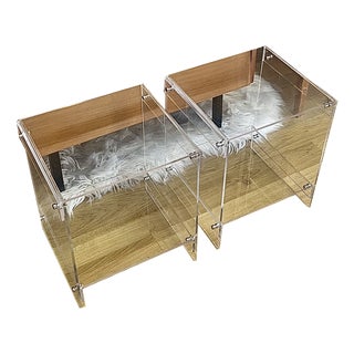 Acrylic Glass Bedside Tables by Michel Dumas for Roche Bobois, 1970s, Set of 2 For Sale