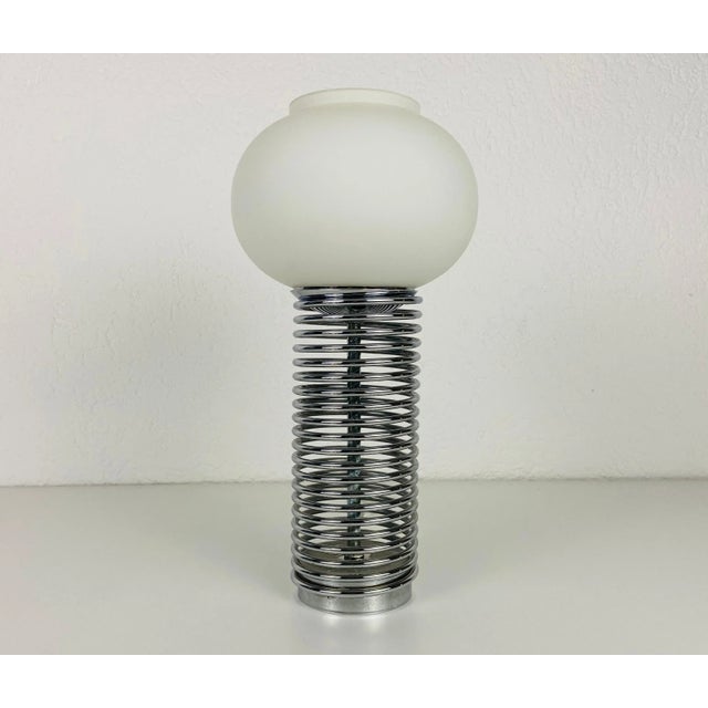 Metal Chrome and Opal Glass Table Lamp, Italy, 1960s For Sale - Image 7 of 11