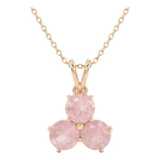 Rose Quartz Triple Stone Pendant | Natural Pink Gemstone Necklace | Romantic Gift for Her For Sale