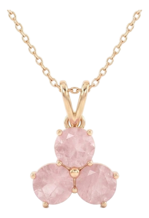 Rose Quartz Triple Stone Pendant | Natural Pink Gemstone Necklace | Romantic Gift for Her
