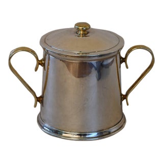 Vintage Italian Silverplate & Brass Ice Bucket For Sale
