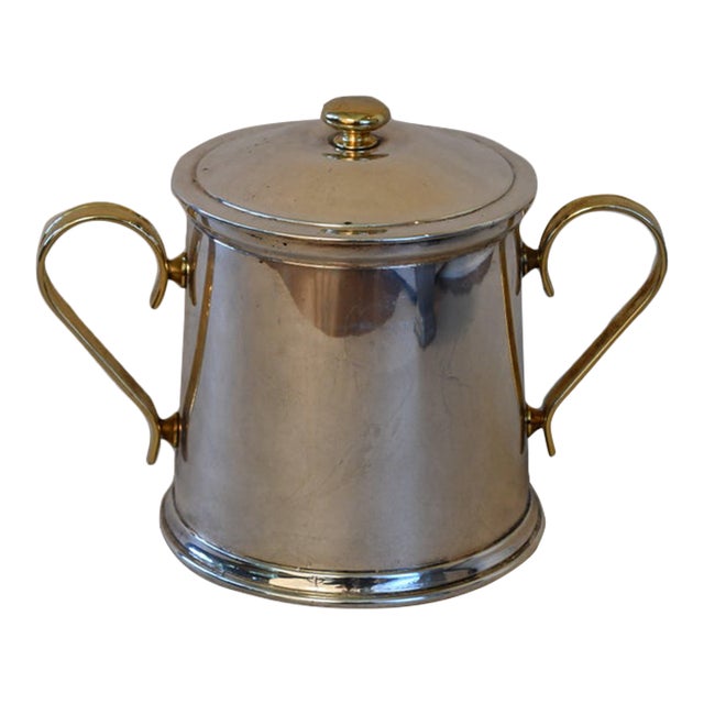 Vintage Italian Silverplate & Brass Ice Bucket For Sale
