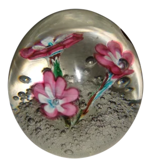 Vintage Pink Daisy Murano Blown Glass Paperweight