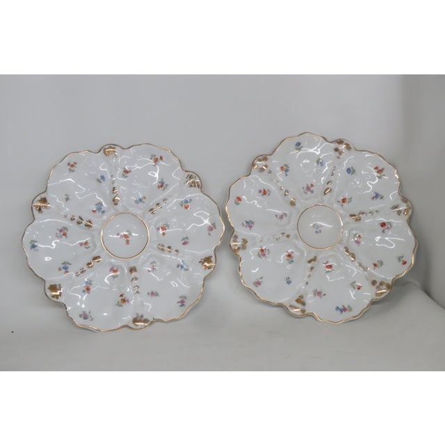 Porcelain Snack Dish Divided Oyster Serving Plate a Pair 4579b For Sale - Image 13 of 14