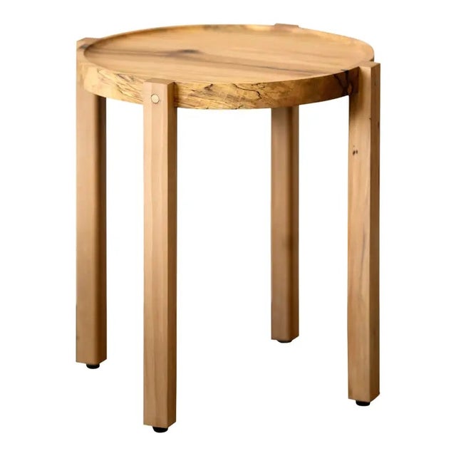 Brown Small Contemporary Satin Walnut Wood Side Table With Bronze Details For Sale - Image 8 of 13