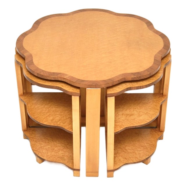 Art Deco Birds Eye Maple Nesting Tables, 1930s, Set of 5 For Sale