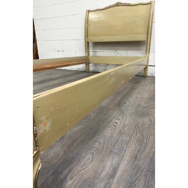 Cream Vintage Twin Size French Provincial Louis XV Style French Bisque Cream Bed For Sale - Image 8 of 17