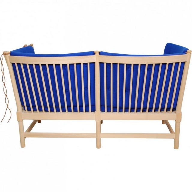 Spoke Back Sofa in Blue Fabric by Børge Mogensen, 1990s For Sale - Image 16 of 18