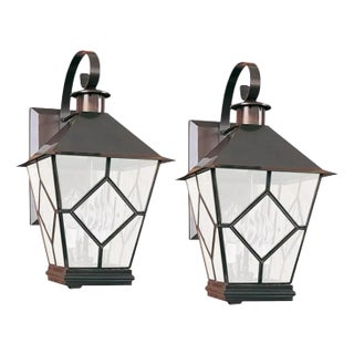 Pair of Traditional Del Mar Lantern Sconces Finished in Matte Bronze For Sale