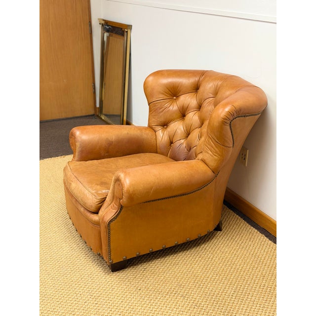 1990s Rare Ralph Lauren Prototype Writer’s Chair in Patinated Leather For Sale - Image 12 of 18