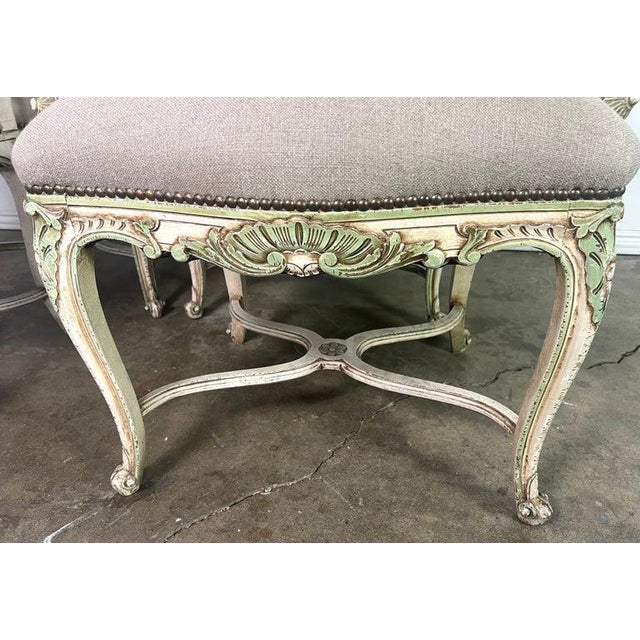 Set of Four French Louis XV Painted Dining C. 1900 For Sale - Image 10 of 18