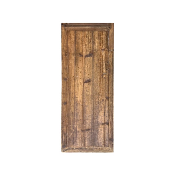 Wood Chinese Vintage Geometric Pattern Tall Wood Floor Panel Screen For Sale - Image 7 of 8