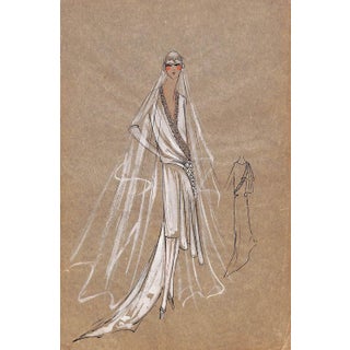 Lanvin of Paris C1920s Original Fashion Illustration in Gouache For Sale