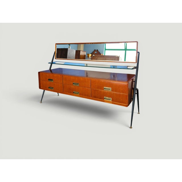 Mid-Century Modern Mid-Century Italian Sideboard with Mirror by Silvio Cavatorta, 1950s For Sale - Image 3 of 18