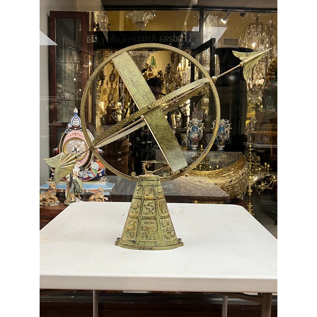 Bronze Armillary With Verdigris Patina Depicting Signs of the Zodiac For Sale - Image 12 of 13