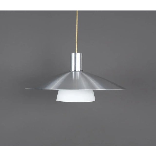 Silver Danish Hanging Lamp in Metal with Milk Glass, 1980s For Sale - Image 8 of 8