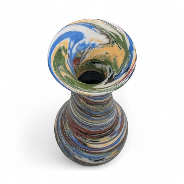 Mid 20th Century Mid 20th Century Desert Sands Multi Color Swirl Art Pottery Vase For Sale - Image 5 of 9