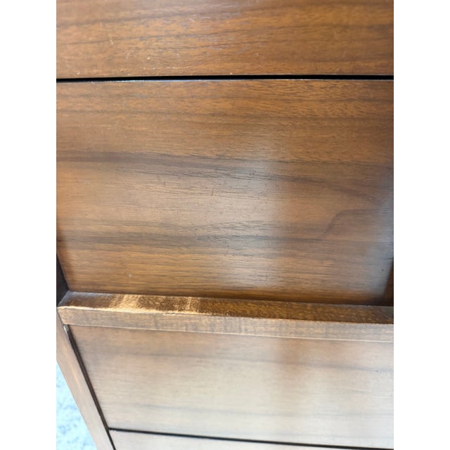 Mid-Century Modern Walnut Tall Chest / Highboy Dresser – Sculptural Front, 1960s Kent Coffee Style For Sale - Image 4 of 10