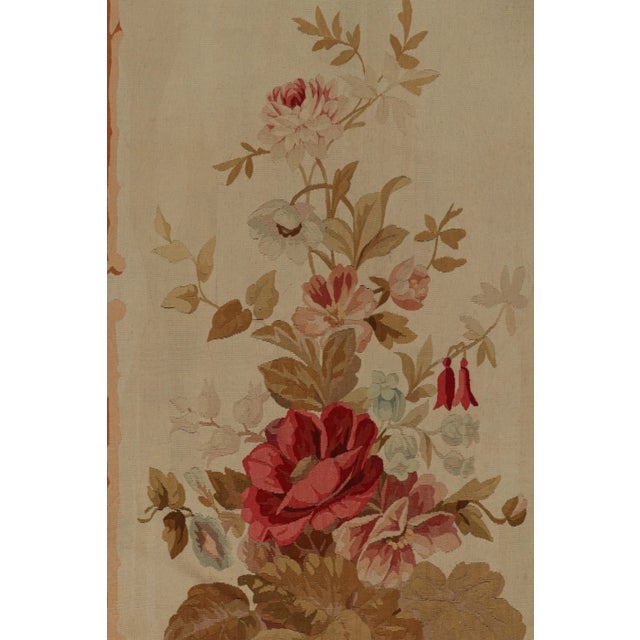Late 18th Century Late 18th Century Antique Floral Aubusson Tapestry Runner Rug in Cream & Green For Sale - Image 5 of 7