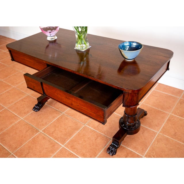 William IV Library Table in Rosewood and Mahogany, England, 1830s For Sale - Image 3 of 18