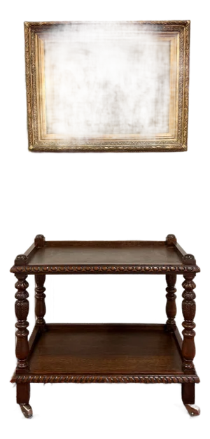 Antique French Trolley Tea Cart Pastry Cart Dumbwaiter 2-Tier Oak C. 1930s
