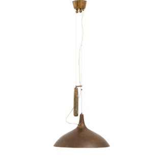 Ceiling Lamp in Brass and Glass attributed to Paavo Tynell, 1950s For Sale
