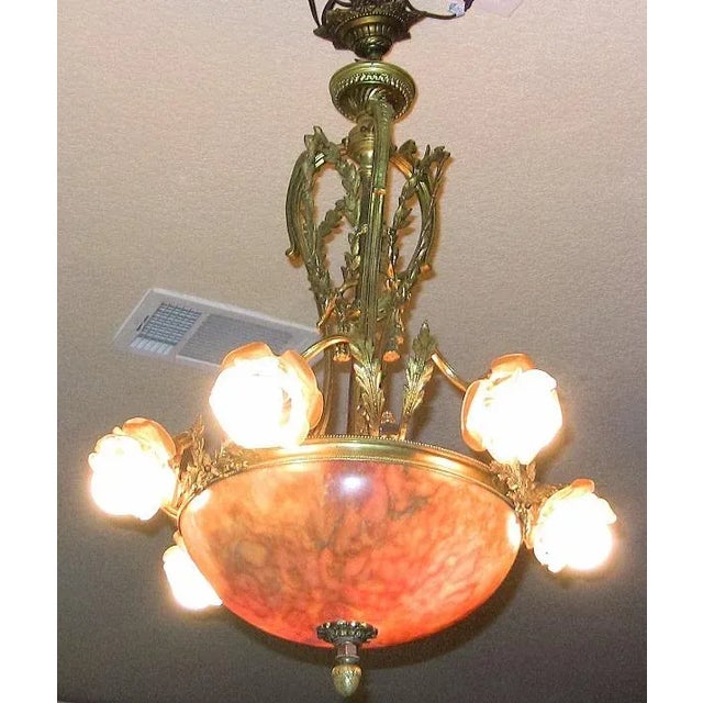 Brass 19th CenturyLarge French Ormolu and Alabaster Chandelier – For Sale - Image 8 of 8