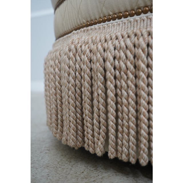 Animal Skin Hancock & Moore Tufted Suede Round Ottoman For Sale - Image 7 of 8