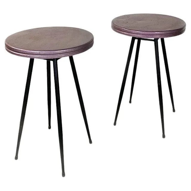 Mid-Century Modern Italian Black & Purple Plum Metal Bar Tables, 1950s, Set of 2 For Sale - Image 11 of 11