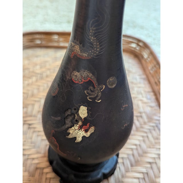 Paint Antique Japanese Black Lacquer & Gilt Trays & Plates For Sale - Image 7 of 7