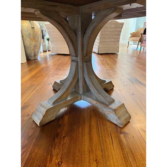 Beautiful round dining table made from reclaimed wood in Italy and finished in the United States in French blue. Purchased...
