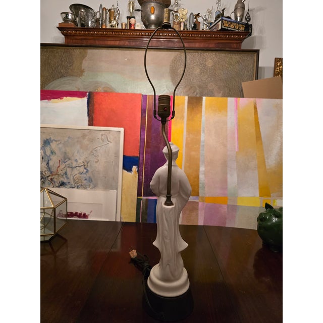 Ceramic Vintage Mid Century Hollywood Glamour Regency Chinese Lamp For Sale - Image 7 of 7