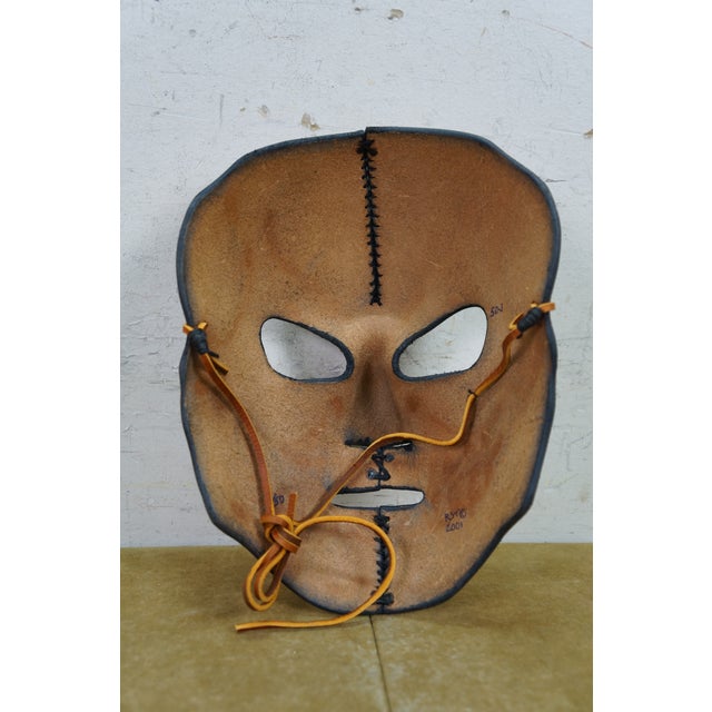 Leather Skull Face Mask Day of the Dead Carnival Mardi Gras Halloween For Sale - Image 10 of 12
