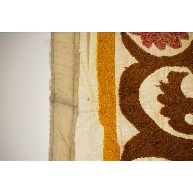 Copper Suzani Tablecover – Brown Red Boho Textile For Sale - Image 8 of 12