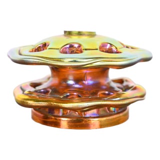 Tiffany Studios Style Iridescent Favrile Glass Flower Frog For Sale