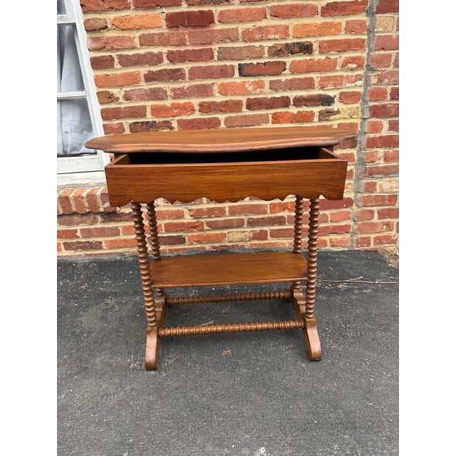 Antique Victorian Walnut Bobbin Leg Side Table With Drawer For Sale - Image 10 of 17
