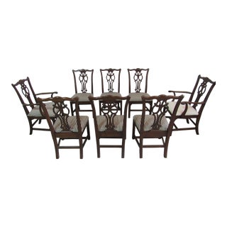 Late 20th Century Ethan Allen Set of 8 Dining Room Chairs Chippendale Cherry For Sale