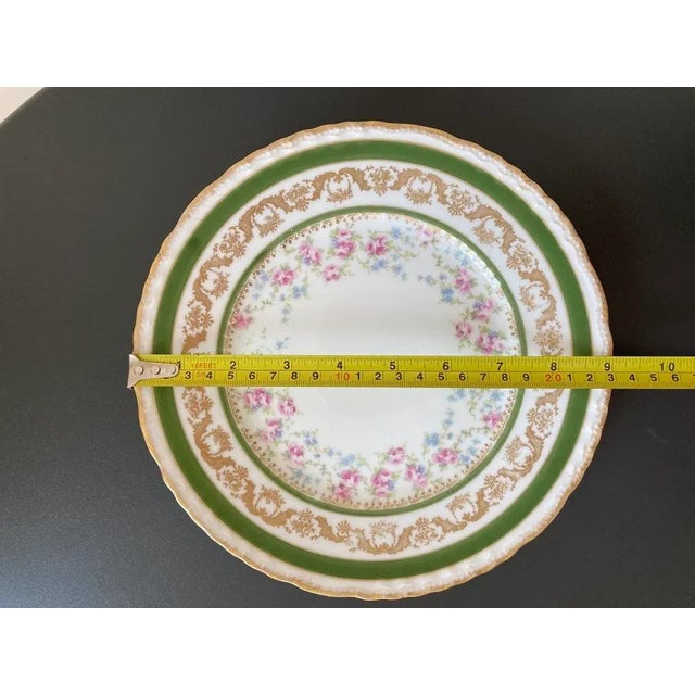 Early 20th Century Antique French Gold and Green Limoges Porcelain Plate by Haviland For Sale - Image 9 of 12