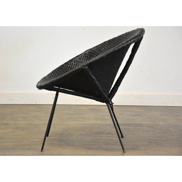 1970s Black Wicker and Iron Lounge Chair For Sale - Image 4 of 7