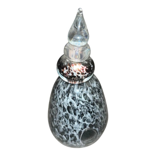 1980s Handblown Decorative Glass Bottle Glass Stopper For Sale