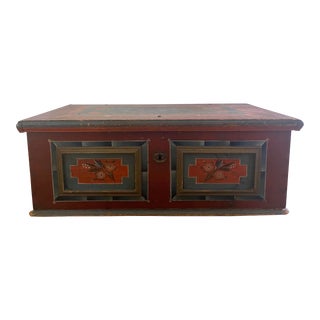 Swedish Original Paint Trunk Blanket Chest For Sale