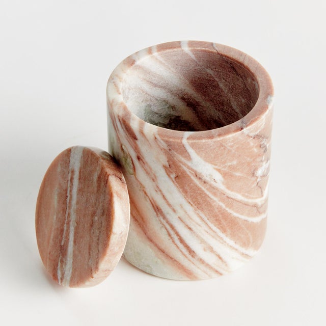 Contemporary Jaqueline Marble Round Lidded Box Tall For Sale - Image 3 of 3